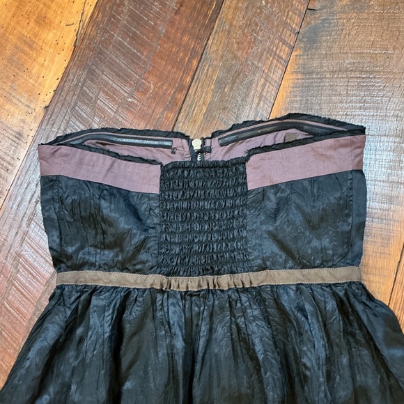 Free People “Christine Crinkle Crepe” Strapless Mini Dress – Black – Size Large - Picture 5 of 8